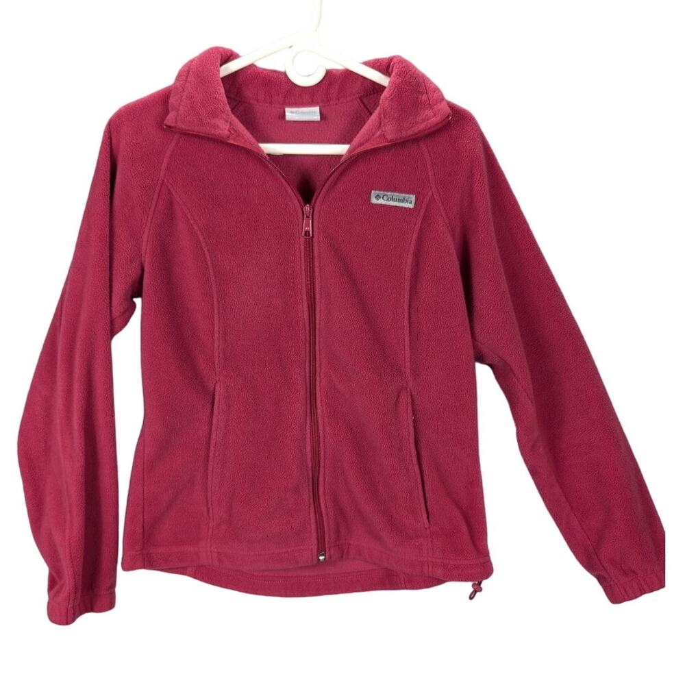 Columbia Jacket Womens Medium Zip front Pink Fleece Outdoors Hiking Sportswear